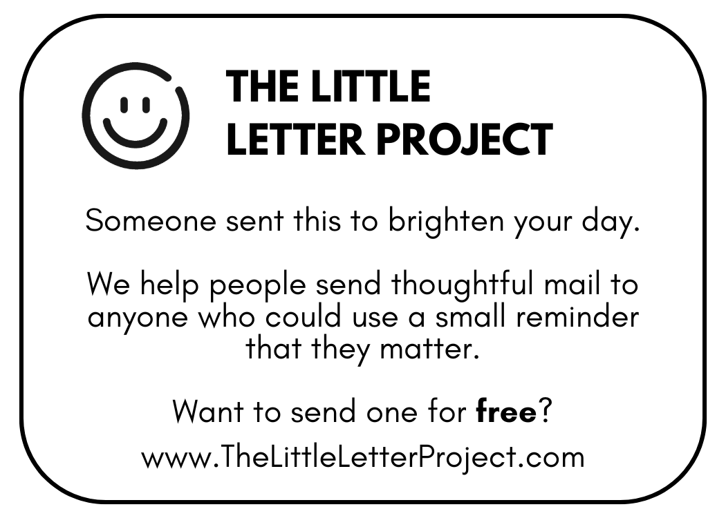 An about card explaining The Little Letter Project